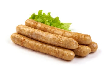 Grilled Chicken Sausages, isolated on white background
