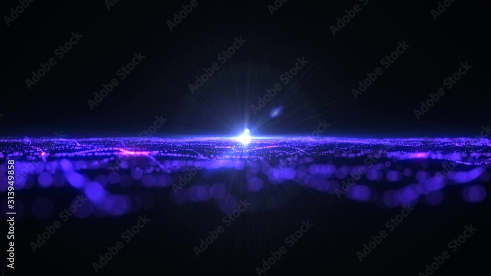 Poster 4k video. lines abstract. looped animation. wave pattern. dotted lines. neon waves. particles backgr