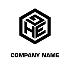 logo hexagon style initial letter for a company and industry