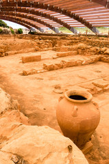 Ruins of the ancient greek palace in Malia archaeological site, Crete, Greece