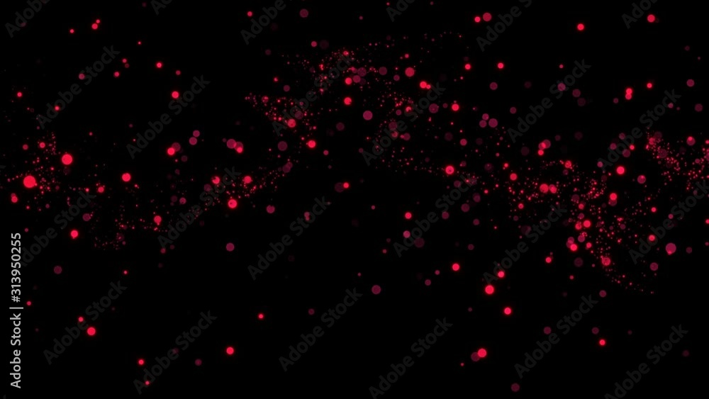 Poster 4k flight of pink bokeh particles. magical shimmering light. valentines day red intro template. isol