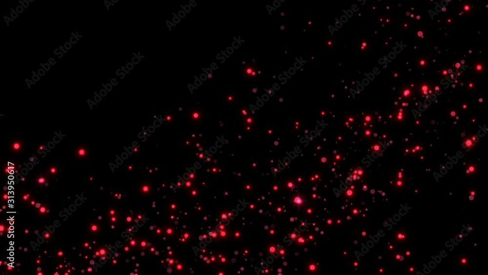Poster 4k flight of pink bokeh particles. magical shimmering light. valentines day red intro template. isol
