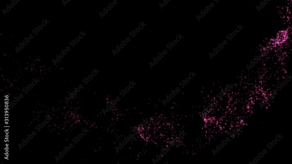 Poster 4k flight of pink bokeh particles. magical shimmering light. valentines day red intro template. isol