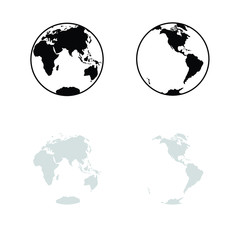 Globe earth vector icons set