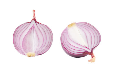 half fresh onion  isolated on a white background