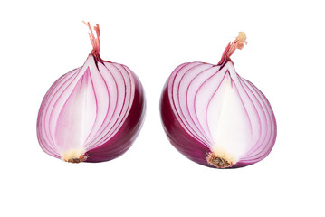 half fresh onion  isolated on a white background