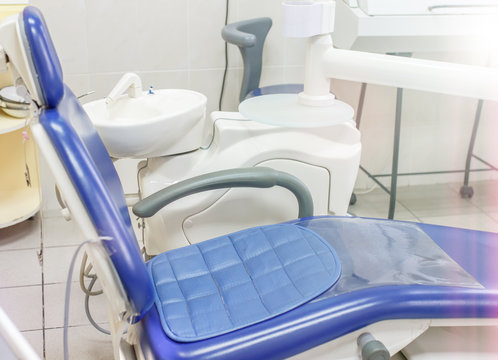 The image of dental chair. dental and gum health concept