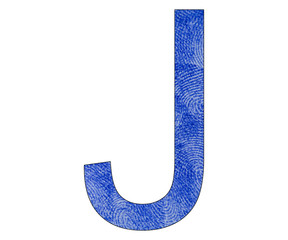Letter J of the alphabet - Blue fingerprint