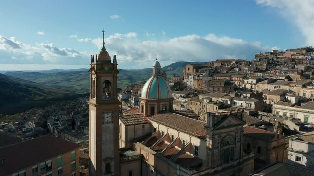 orbiting clockwise around San Giuliano church in Caltagirone in Sicily