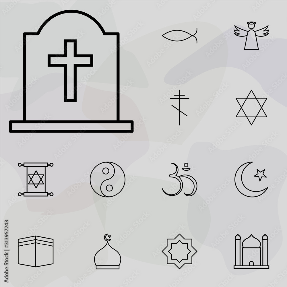 Poster grave with a cross icon. religion icons universal set for web and mobile