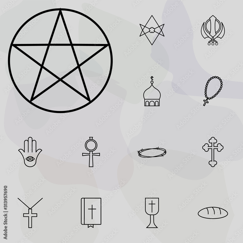 Poster a five-pointed star in a circle icon. religion icons universal set for web and mobile
