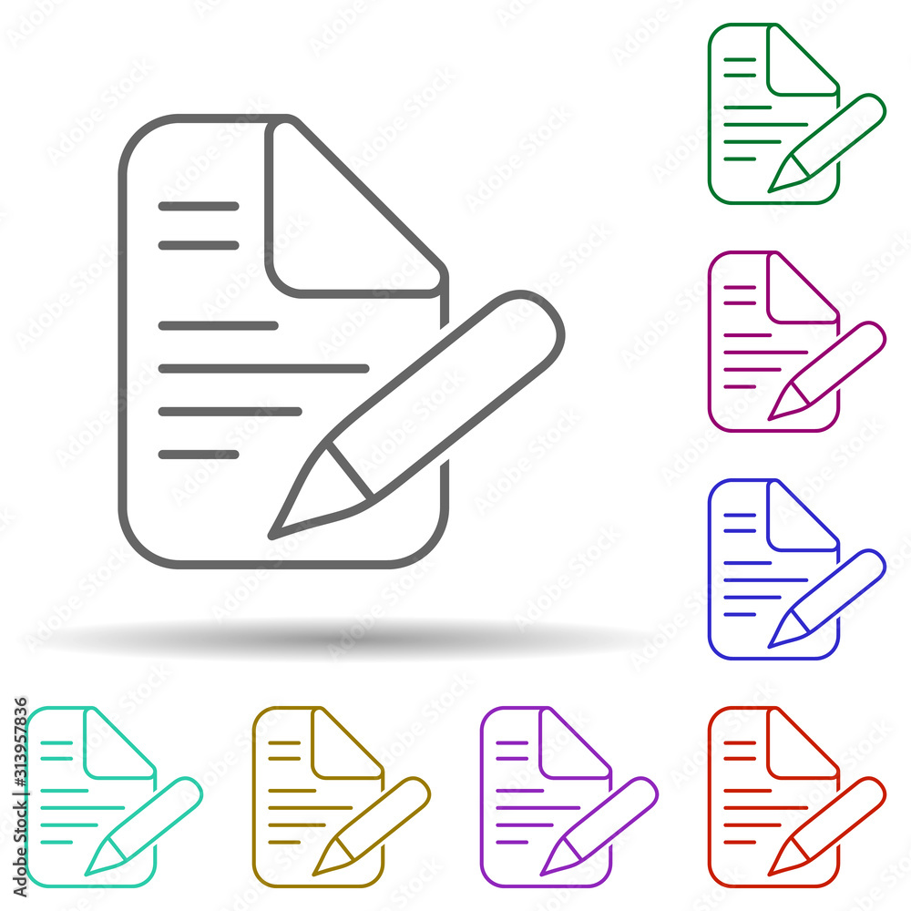 Poster edit document multi color icon. simple thin line, outline vector of web icons for ui and ux, website