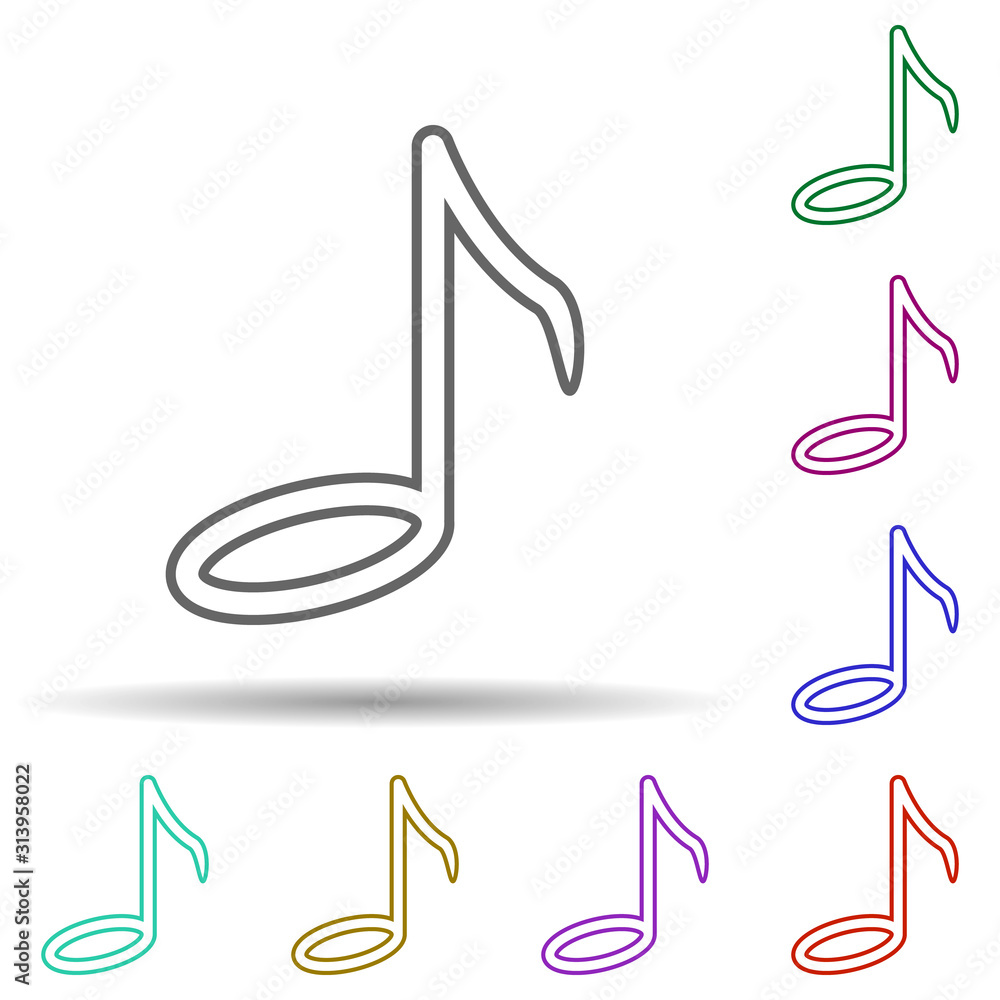 Poster music note multi color icon. simple thin line, outline vector of web icons for ui and ux, website or
