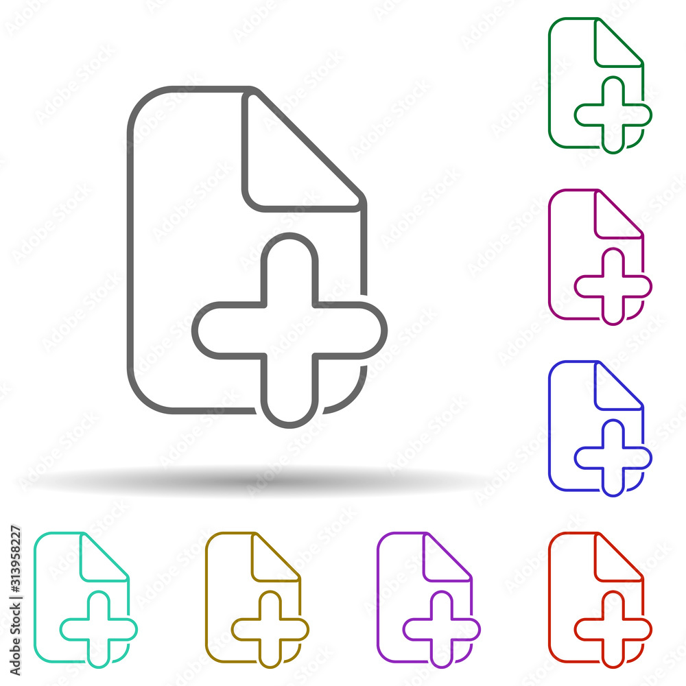 Poster add document multi color icon. simple thin line, outline vector of web icons for ui and ux, website 