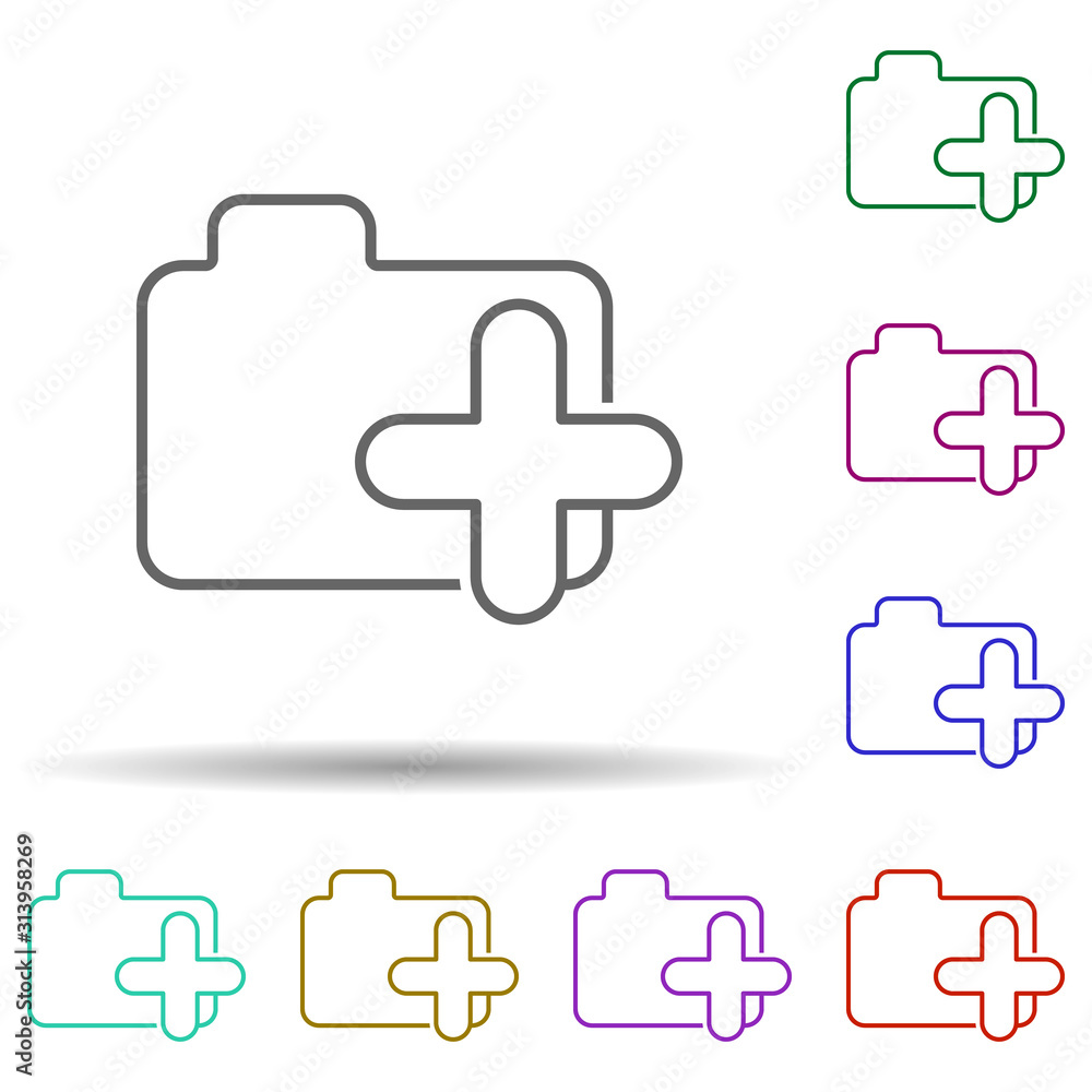 Poster add folder multi color icon. simple thin line, outline vector of web icons for ui and ux, website or