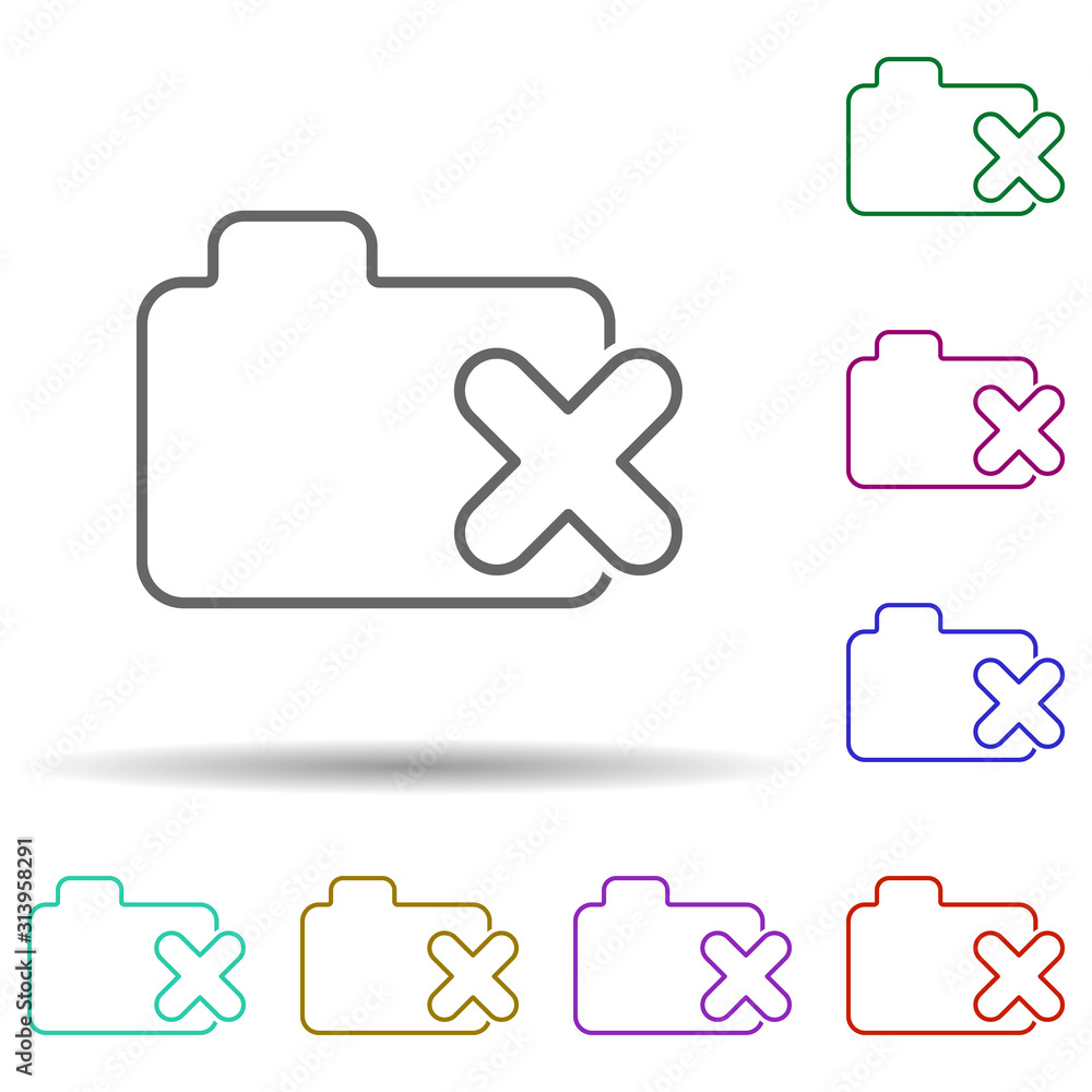 Poster delete folder multi color icon. simple thin line, outline vector of web icons for ui and ux, website
