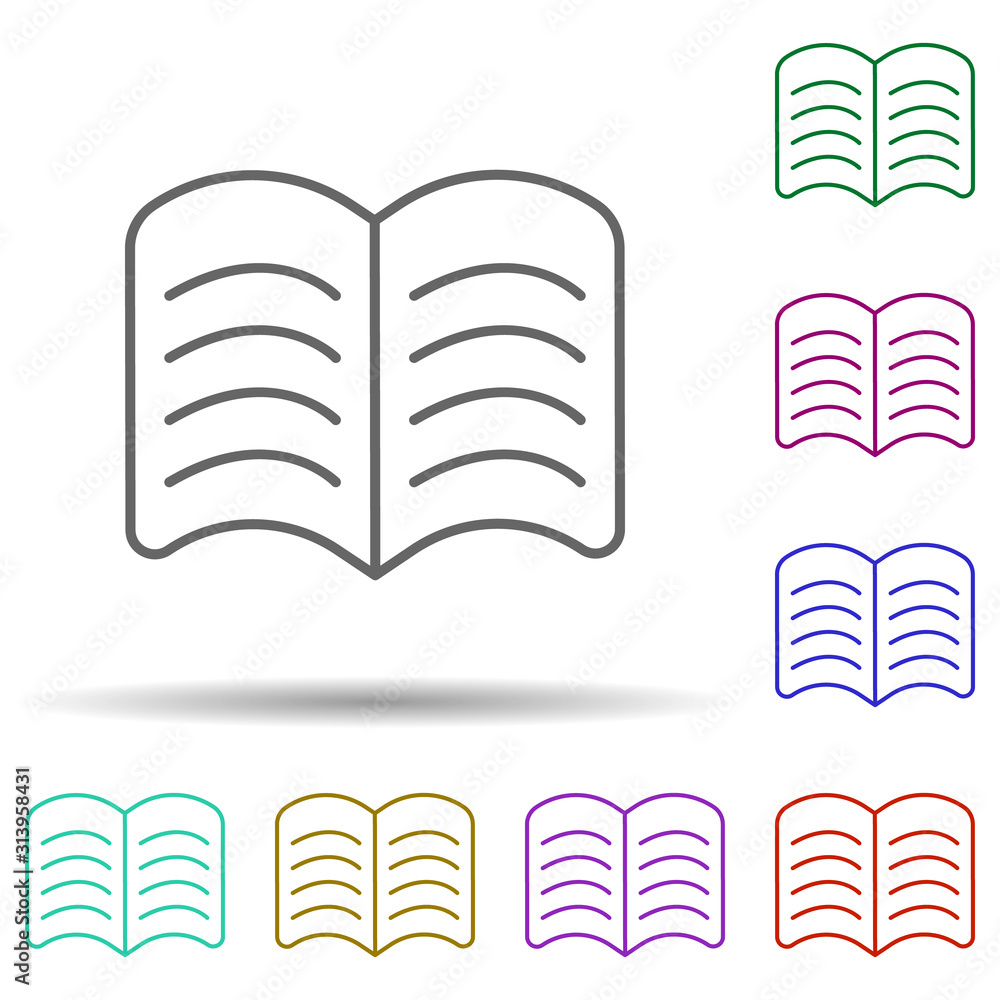 Poster opened book multi color icon. simple thin line, outline vector of web icons for ui and ux, website o