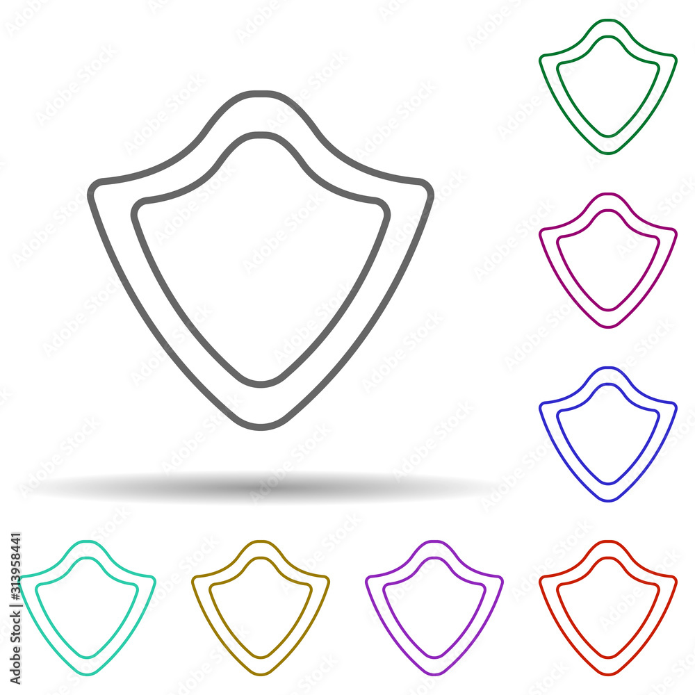 Poster shield multi color icon. simple thin line, outline vector of web icons for ui and ux, website or mob