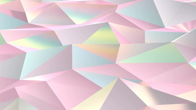 Abstract cg low polygonal iridescent surface. Geometric triangular lines. 4k motion background. Triangle segments. Luxury backdrop. Multicolor wireframe lines