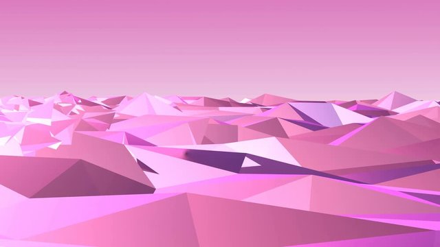 Abstract cg low polygonal pink surface. Geometric triangular lines. 4k motion technology background. Triangle segments. Luxury backdrop. 