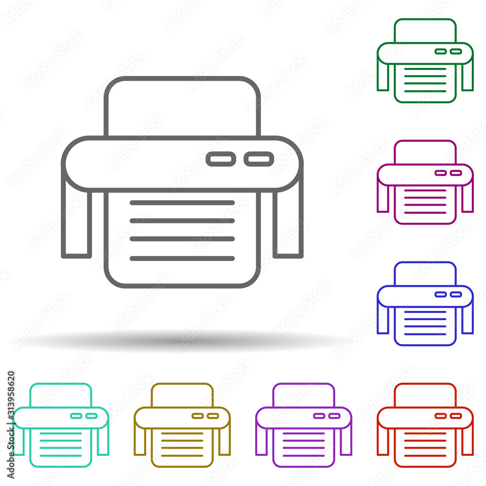 Poster Printer multi color icon. Simple thin line, outline vector of web icons for ui and ux, website or mobile application