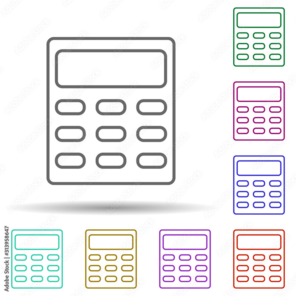 Poster calculator multi color icon. simple thin line, outline vector of web icons for ui and ux, website or