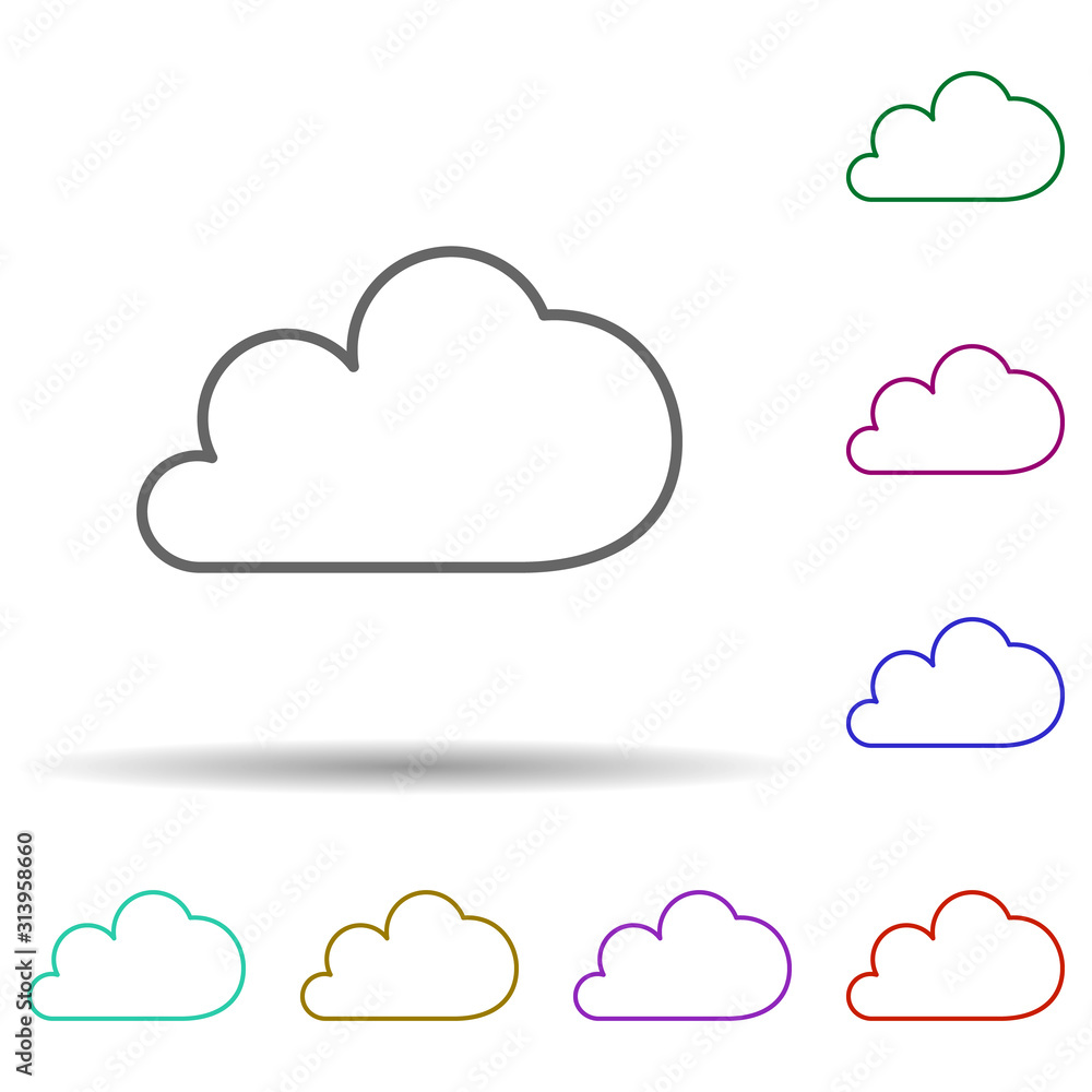 Poster cloud multi color icon. simple thin line, outline vector of web icons for ui and ux, website or mobi