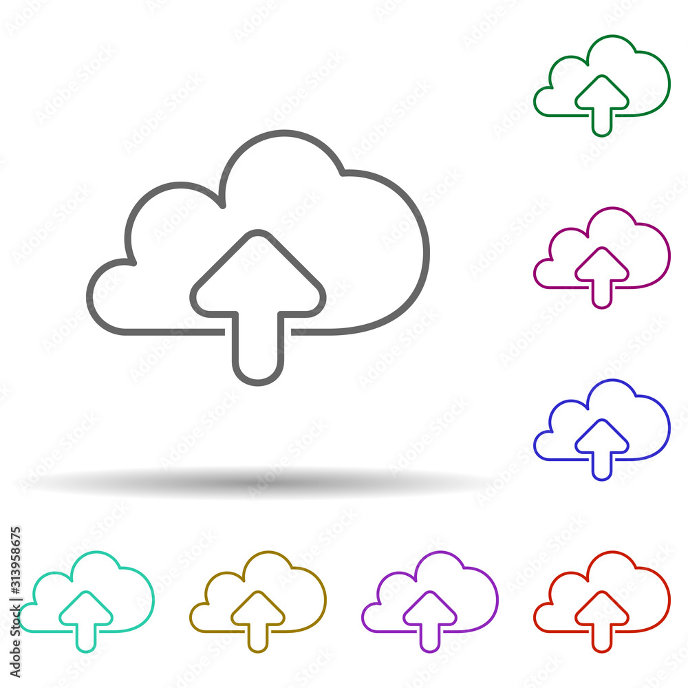Poster opload cloud multi color icon. simple thin line, outline vector of web icons for ui and ux, website 