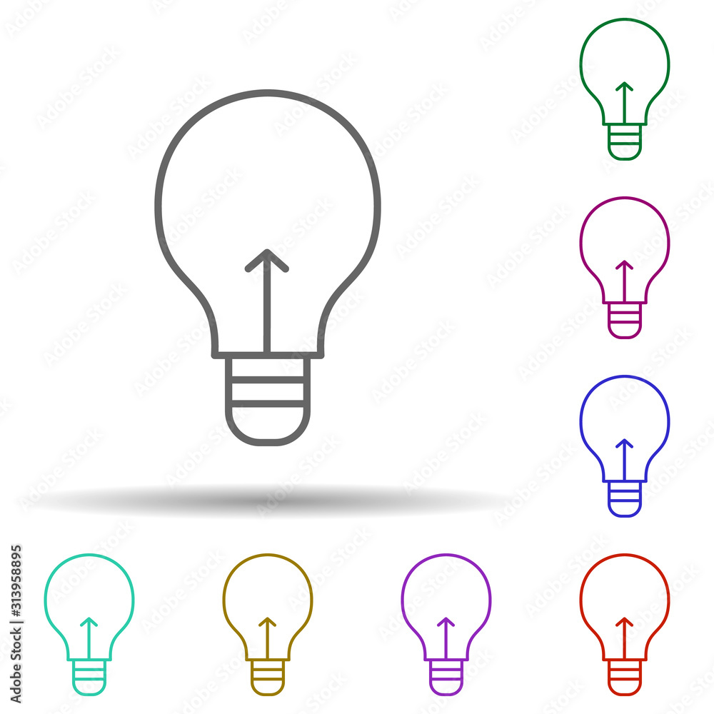 Poster Light bulb multi color icon. Simple thin line, outline vector of web icons for ui and ux, website or mobile application
