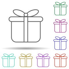 Gift box multi color icon. Simple thin line, outline vector of web icons for ui and ux, website or mobile application