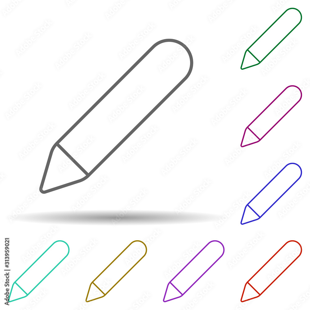 Poster pencil multi color icon. simple thin line, outline vector of web icons for ui and ux, website or mob