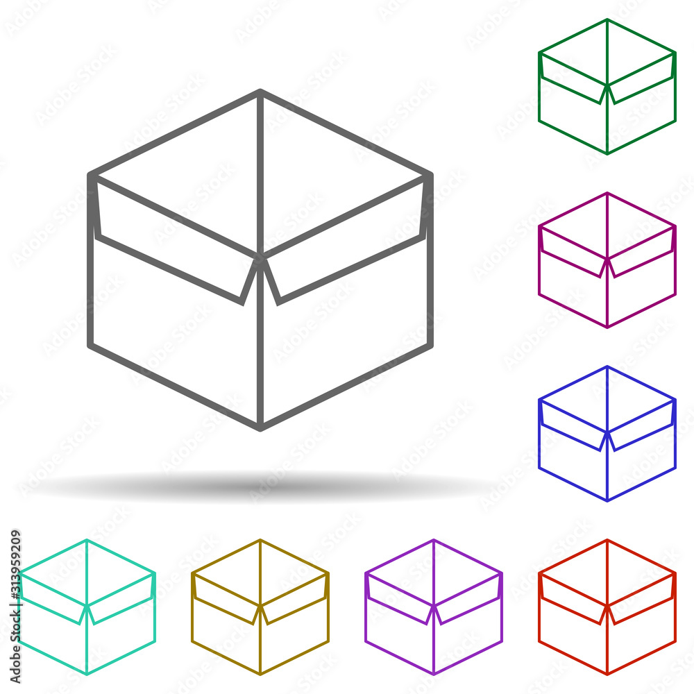 Poster opened box multi color icon. simple thin line, outline vector of web icons for ui and ux, website or