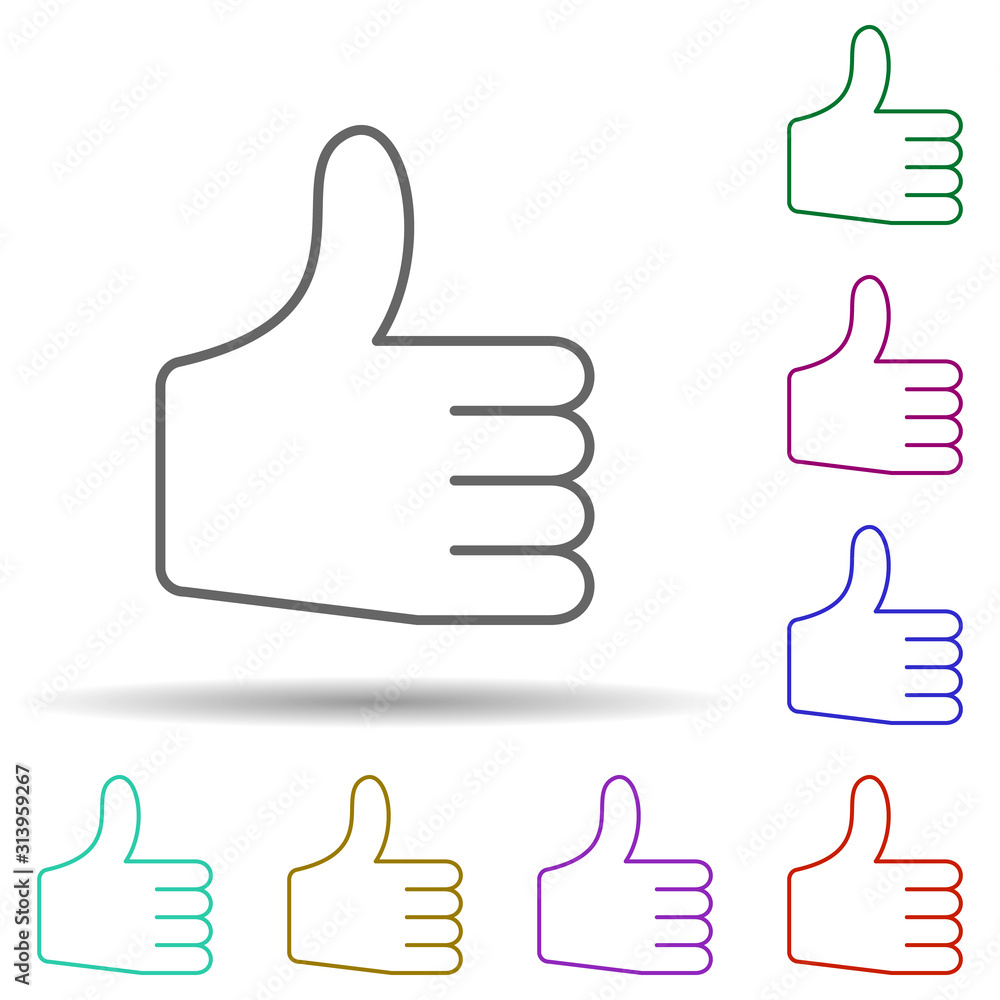 Poster thumb up multi color icon. simple thin line, outline vector of web icons for ui and ux, website or m