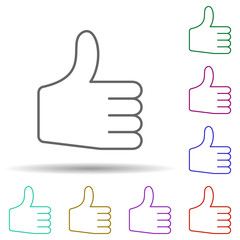 Thumb up multi color icon. Simple thin line, outline vector of web icons for ui and ux, website or mobile application
