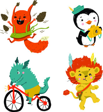 set of cartoon icons