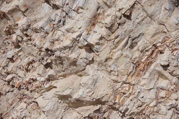 Close-up view of a sandstone cliffs at the pacific ocean beach in Santa Barbara