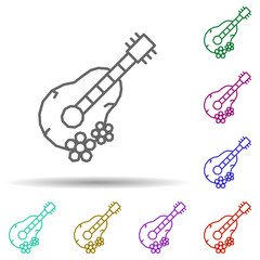 Guitar, flower, plant multi color style icon. Simple thin line, outline vector of dia de muertos icons for ui and ux, website or mobile application