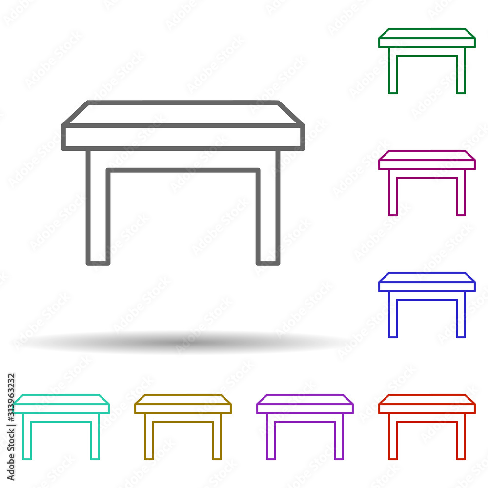 Poster picnic table multi color style icon. simple thin line, outline vector of furniture icons for ui and 