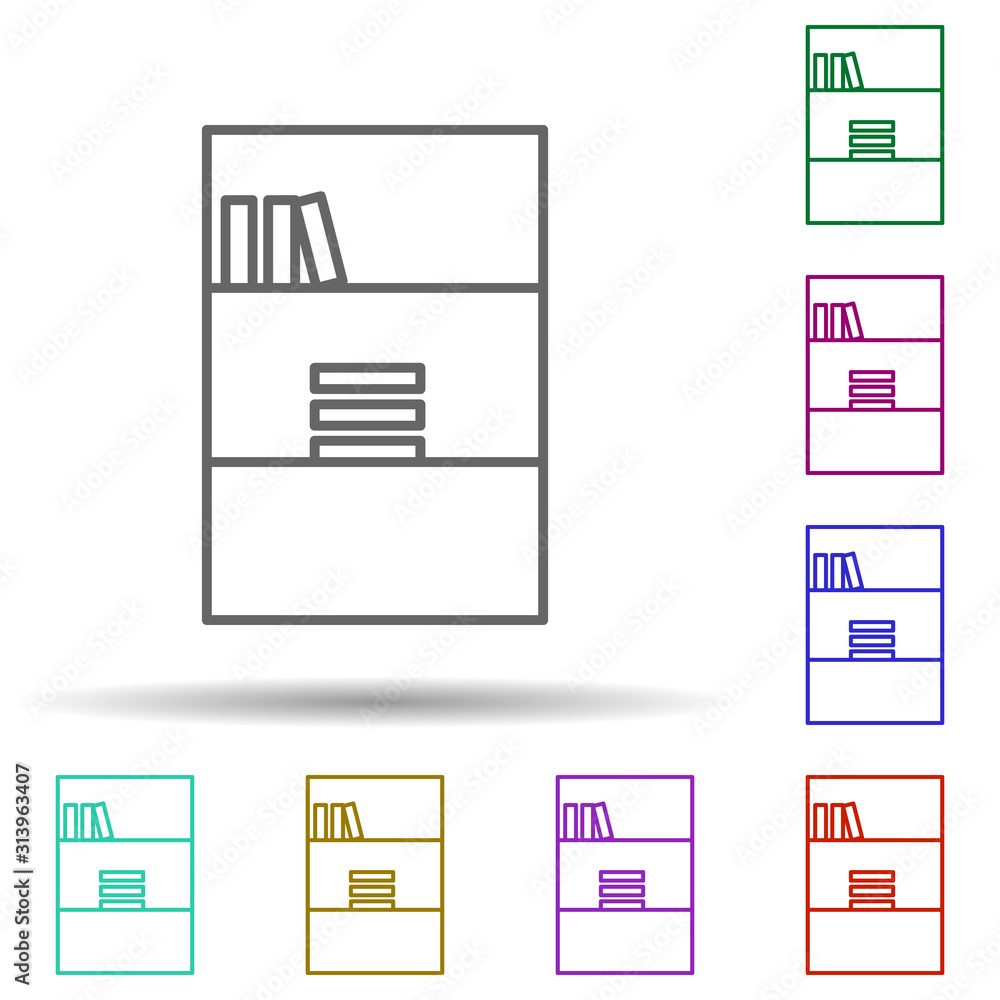 Poster bookshelf multi color style icon. simple thin line, outline vector of furniture icons for ui and ux,