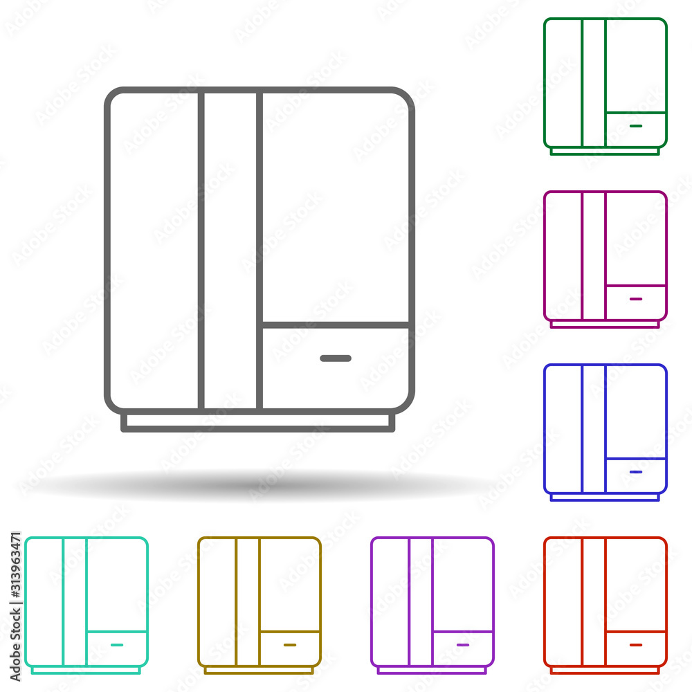Poster wardrobe multi color style icon. simple thin line, outline vector of furniture icons for ui and ux, 
