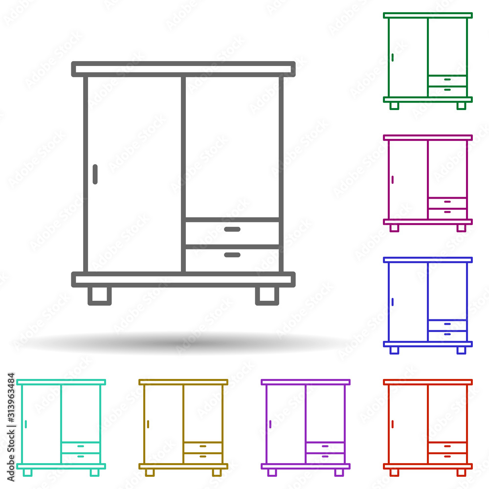 Aufkleber wardrobe multi color style icon. simple thin line, outline vector of furniture icons for ui and ux, 