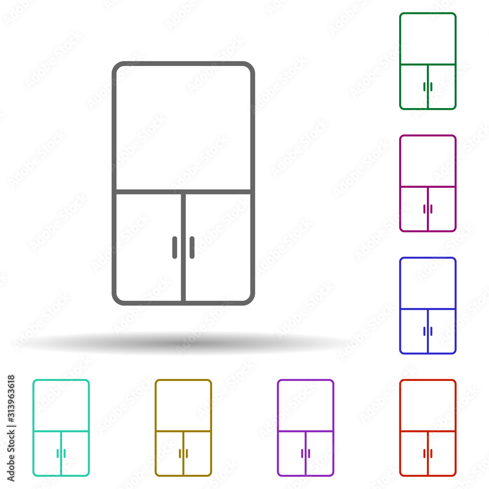 Poster cabinet multi color style icon. simple thin line, outline vector of furniture icons for ui and ux, w