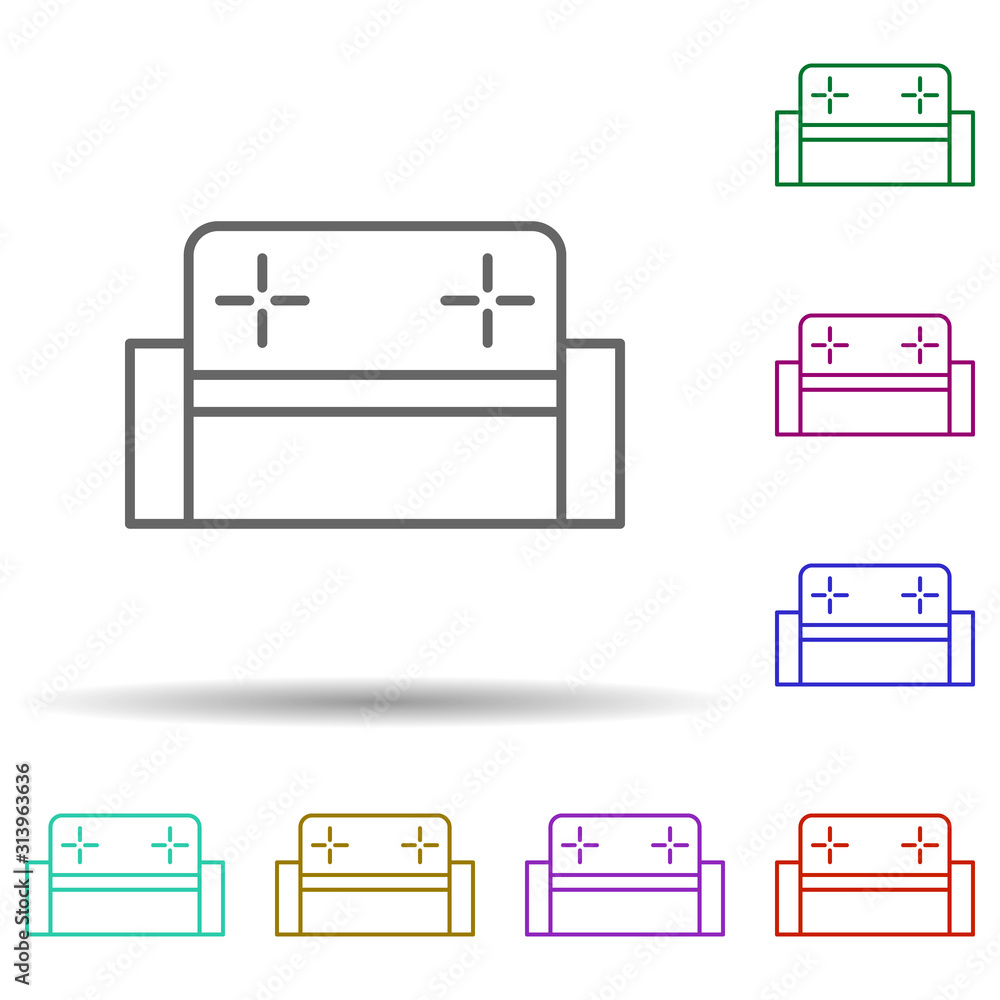 Poster sofa multi color style icon. simple thin line, outline vector of furniture icons for ui and ux, webs