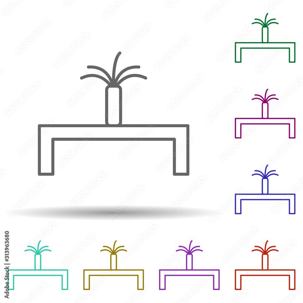 Poster table with flower multi color style icon. simple thin line, outline vector of furniture icons for ui