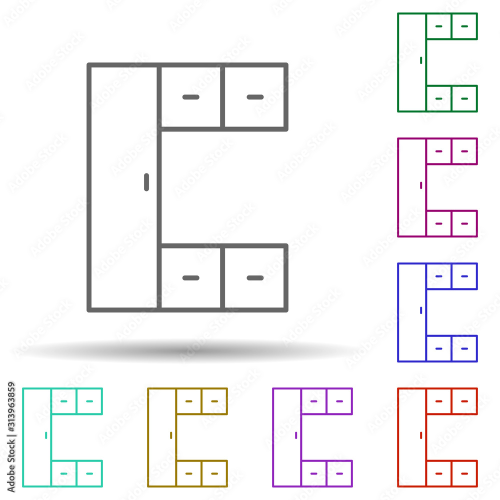 Poster tv table multi color style icon. simple thin line, outline vector of furniture icons for ui and ux, 
