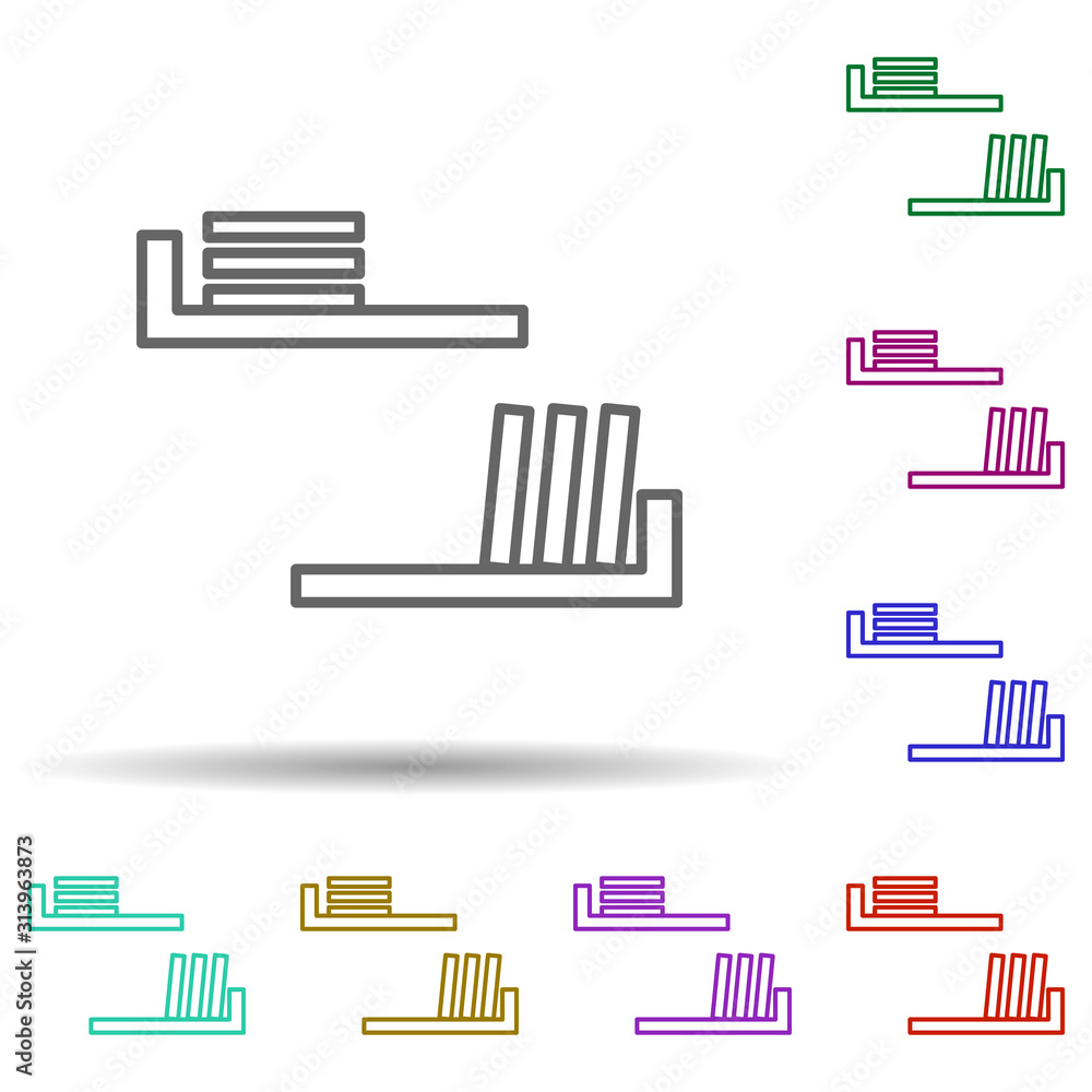 Poster bookshelf multi color style icon. simple thin line, outline vector of furniture icons for ui and ux,