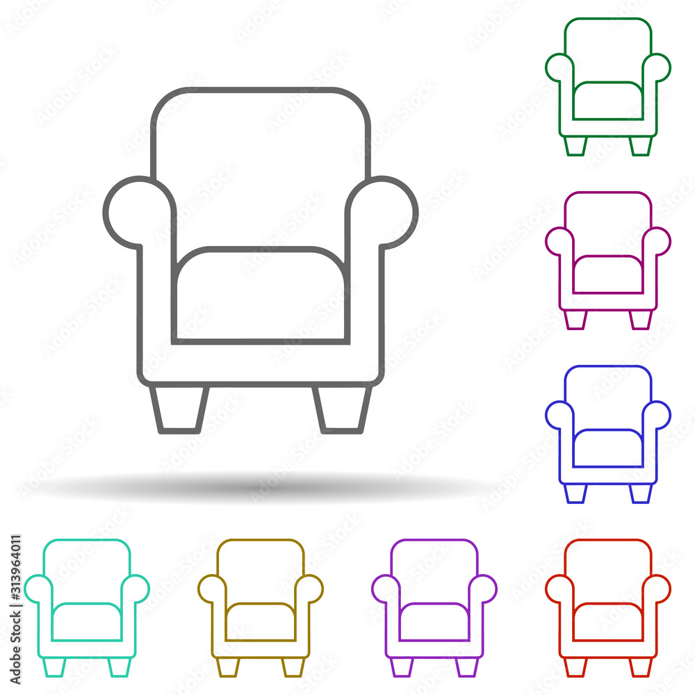 Aufkleber armchair multi color style icon. simple thin line, outline vector of furniture icons for ui and ux, 