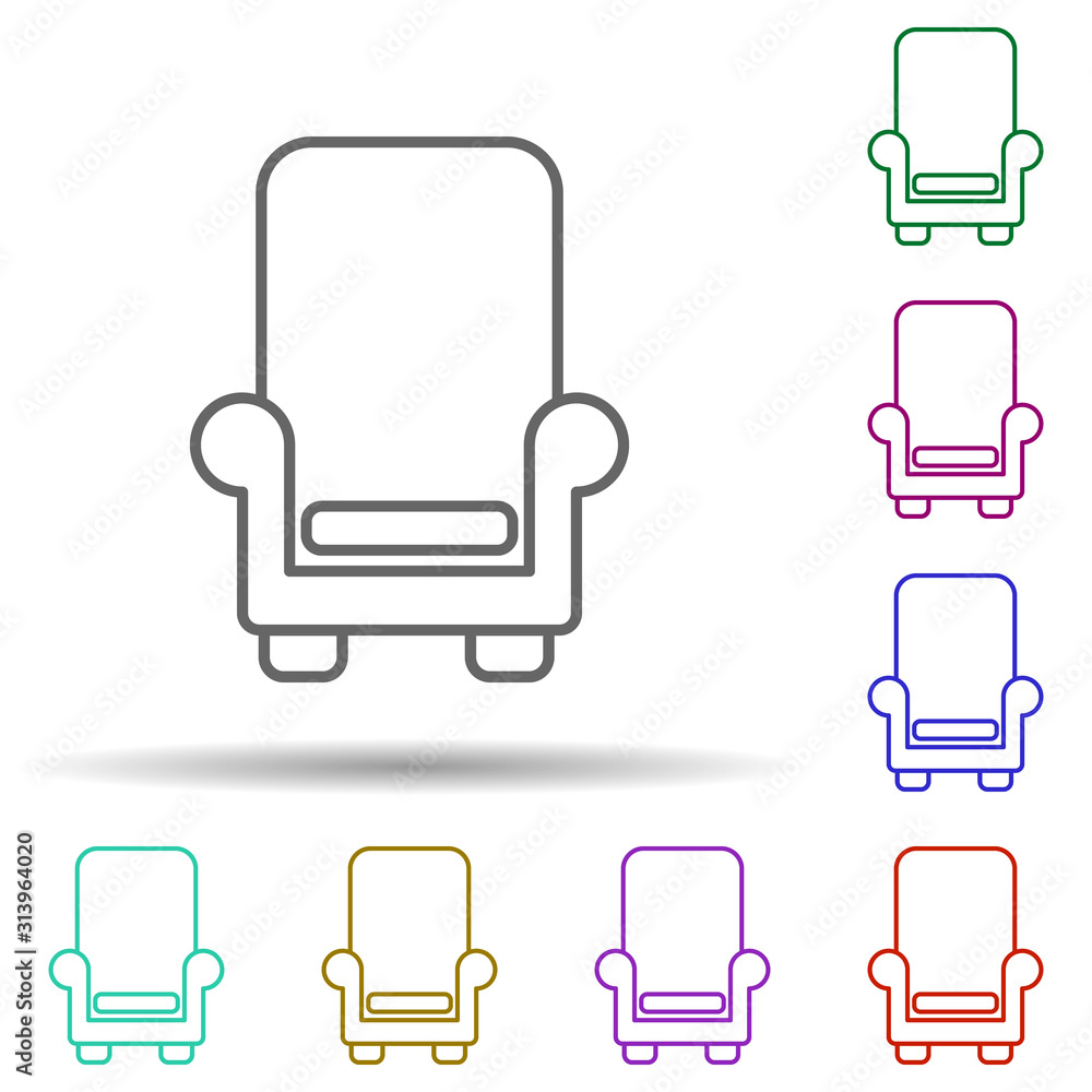Poster armchair multi color style icon. simple thin line, outline vector of furniture icons for ui and ux, 