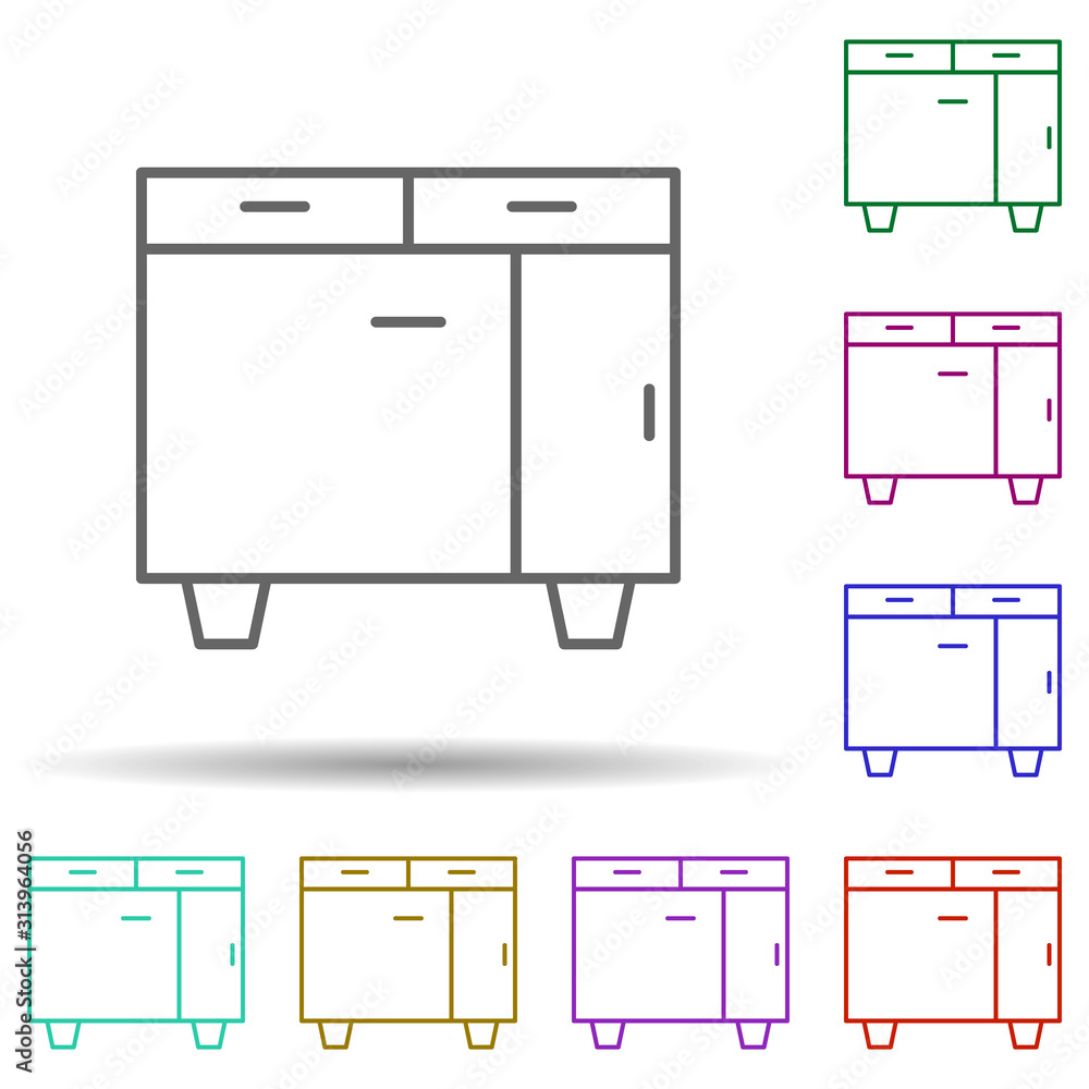 Aufkleber closet multi color style icon. simple thin line, outline vector of furniture icons for ui and ux, we