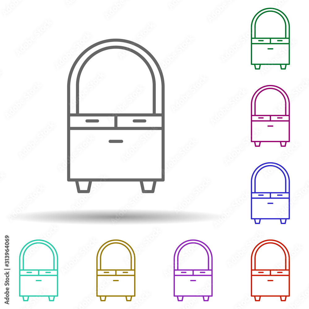 Poster dressing table multi color style icon. simple thin line, outline vector of furniture icons for ui an